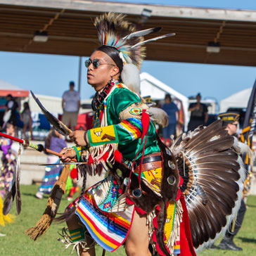 Native Americans performing a traditional dances of the MHA Nation